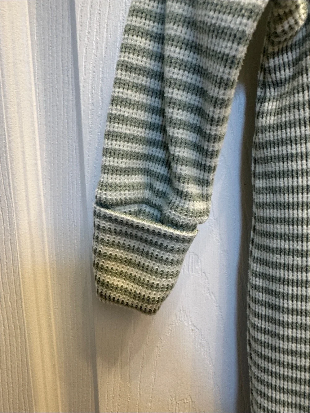 GAP Sage and White Striped Baby Footed One-Piece